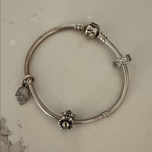 Pandora Silver Hamsa & Floral Charm Bracelet - Silver